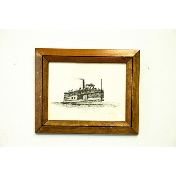 Vtg “OMAR D. CONGER” Ship Great Lakes Artist J. Clary 59/180 Signed Framed